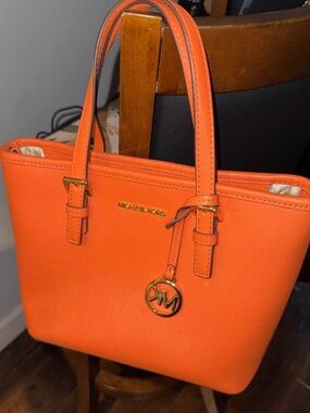 Michael Kors Bright Orange Saffiano Leather Tote